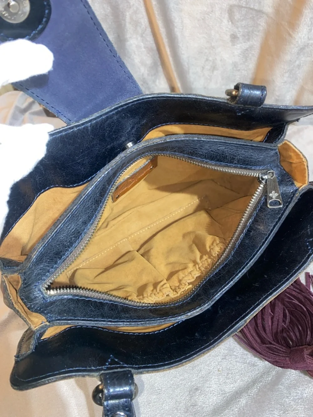 Patricia Nash Rienzo Floral Black Leather Peruvian Painting Shoulder Handbag